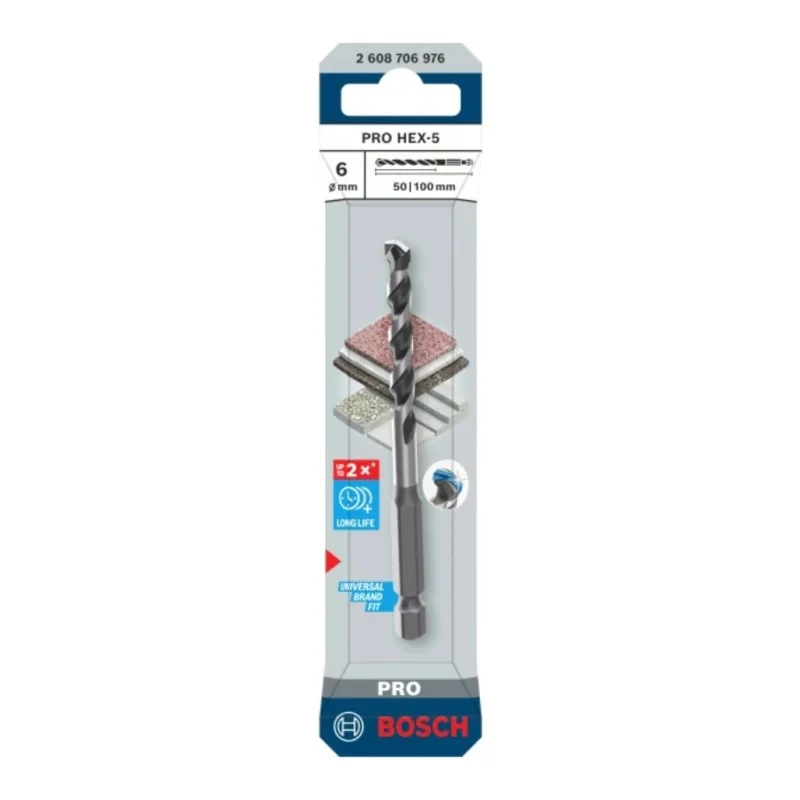 Свредло за бетон - Bosch, цилиндрична опашка, 6 мм, 2608706976