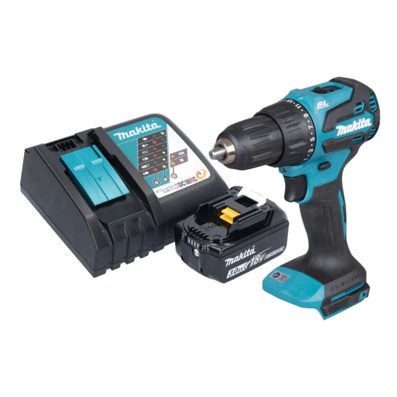 Комплект комби акумулаторен ударен винтоверт Makita DHP490, 18V LXT, 65 Nm, с батерия 3.0 Ah и бързо зарядно