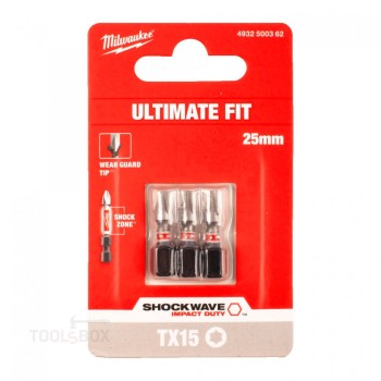 Ударни битове - Milwaukee, SHOCKWAVE TORX TX15, 4932500362
