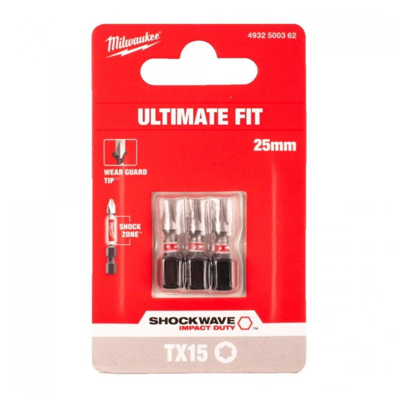 Ударни битове - Milwaukee, SHOCKWAVE TORX TX15, 4932500362