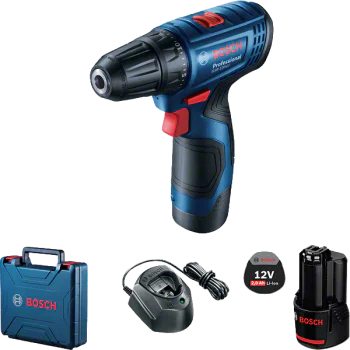 Акумулаторен винтоверт Bosch Professional GSR 120-LI, 2 x 2,0 Ah, зарядно и куфар, 06019G8000