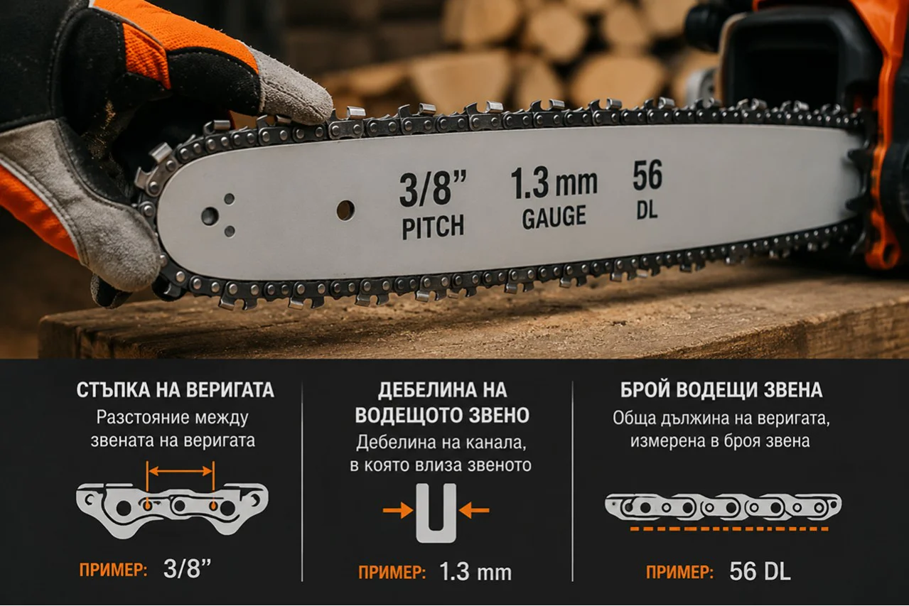 Кои са 3-те най-важни параметъра при избор на верига за резачка?