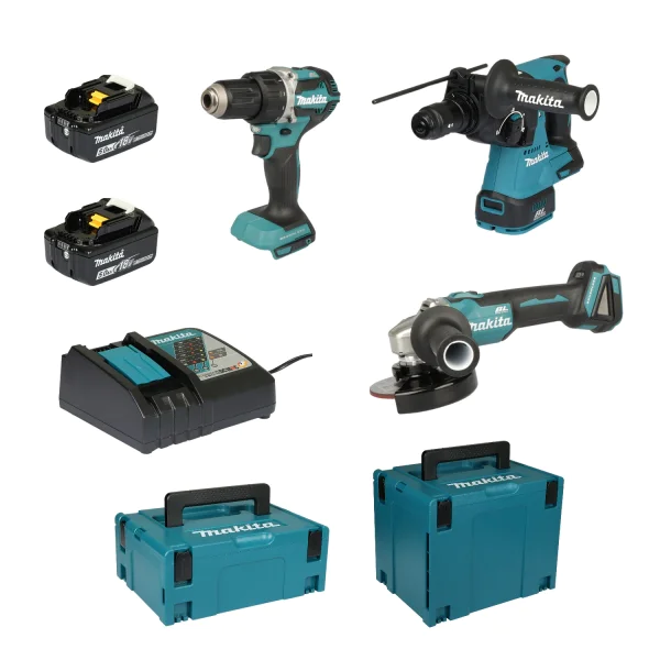 Комплект акумулаторни машини Makita DLX3195JX1 LXT 18V с 3 безчеткови инструмента