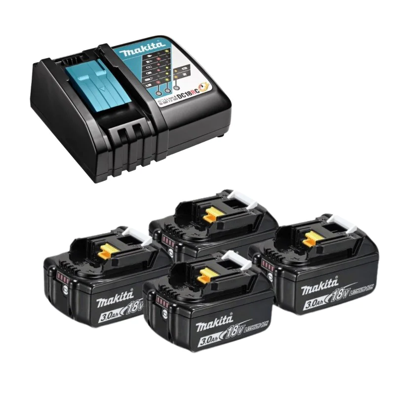 Rechargeable Makita BL1830 battery 4pcs + charger DC18RC, 18V