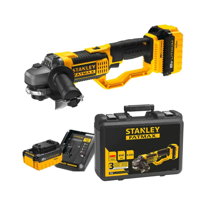 Cordless angle grinder STANLEY FMC761M2, 18 V, 4.0 Ah, ф 125 mm