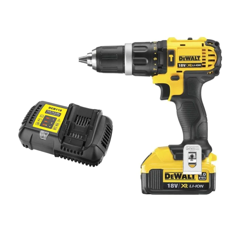 Impact drill DeWalt DCD785M1, 18V, 4AH battery and charger