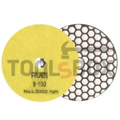 Diamond grinding disc for granite, marble, stone and rock materials with Velcro back, P100, Rubi 62971