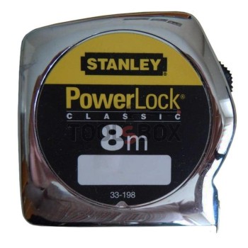 Ролетка ергономична с хромиран корпус STANLEY 0-33-198 8.0 м