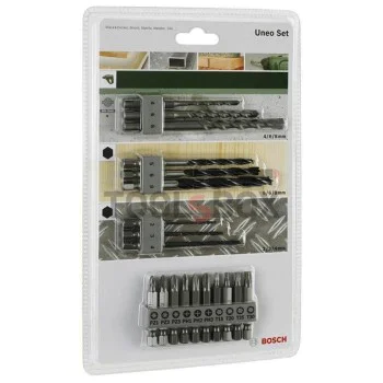 Комплект монтажен Bosch Uneo Mixed Set, накрайници и свредла, с 6-стен опашка 19 части