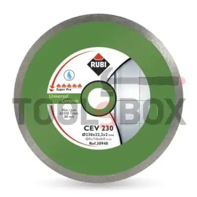 Diamond disc for wet cutting of ceramic tiles ф 250x25.4 mm, Rubi 25934 CONTINUOUS - CEV
