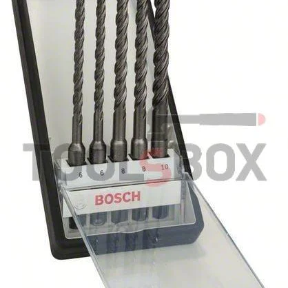 Drill bits with carbide inserts SDS-plus-5 Bosch, for concrete with additional spiral ф 6.00- 10.00 mm, 5 pcs set