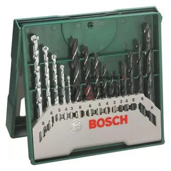 Свредла за дърво, метал и камък Bosch Mini-X-Line, с цилиндрична опашка ф 3.00 - 8.00 мм,15 бр комплект