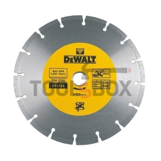 Diamond disc for dry cutting of bricks, tiles DeWALT DT3731 , 230 - 22.23mm