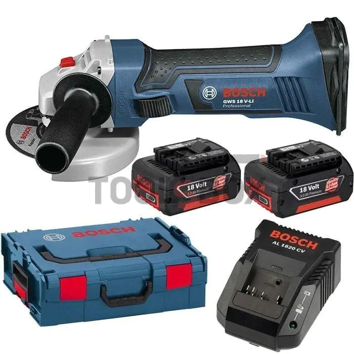 Cordless angle grinder Bosch GWS 18V-Li , 115 mm , 2 batteries 4,0 Ah , case