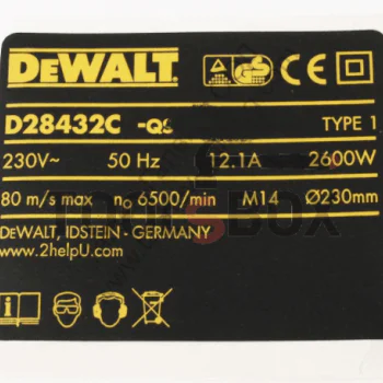 Label for angle grinder D28432C DeWALT 608707-45