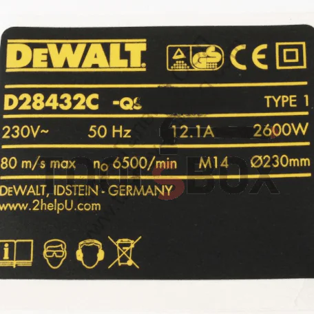 Етикет за ъглошлайф D28432C DeWALT 608707-45