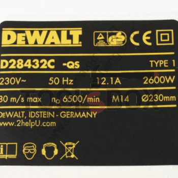 Label for angle grinder D28432C DeWALT 608707-45