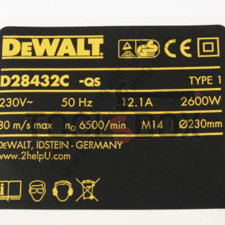 Label for angle grinder D28432C DeWALT 608707-45