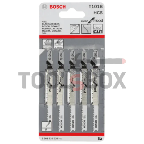 Нож за прободен трион Bosch T101B за дърво 5 броя 2608630030