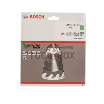 Циркулярен диск за дърво BOSCH Ф160х2.6 Optiline Wood Z24 / 2608640596