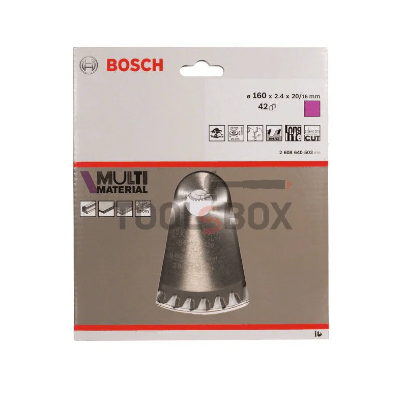 Циркулярен диск Bosch Ф160x20/16 x 2,4 mm; 42 Multi Material Z42 / 2608640503