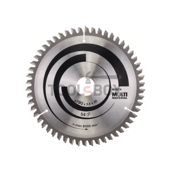 Bosch circular saw blade Ф190x30x2,4 mm; 54 Multi Material Z54 / 2608640509