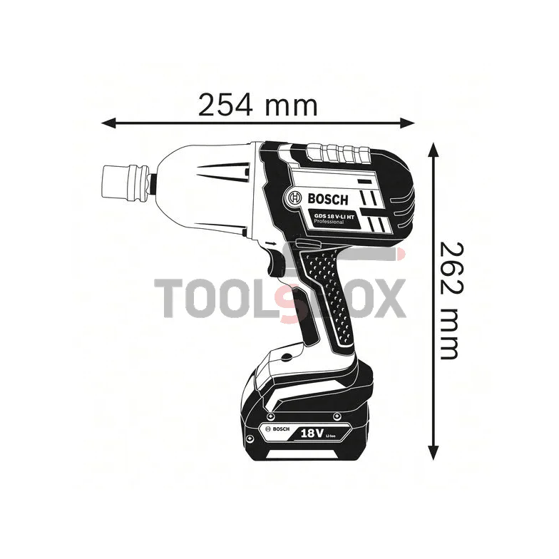 Акумулаторен ударен гайковерт BOSCH GDS 18 V-LI HT (Само тяло) 06019B1300