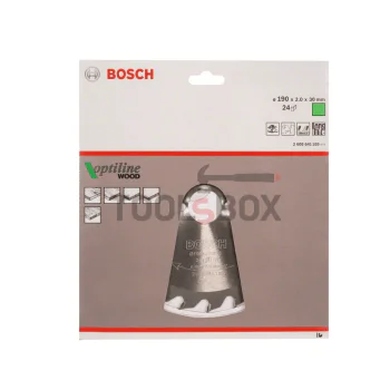 Циркулярен диск Bosch ф190x30x2,0 mm, 24 Optiline Wood Z24 / 2608641185