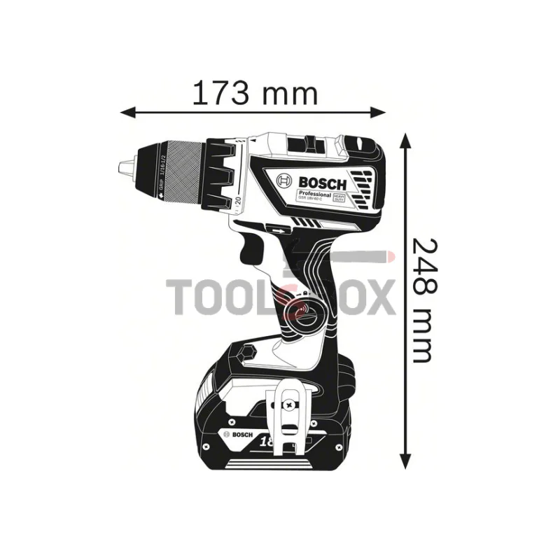 Акумулаторен винтоверт BOSCH GSR 18V-60 C ( Само тяло ) 06019G1102