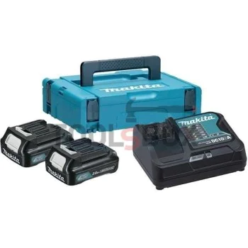 Комплект батерии и зарядно Makita 198657-7 , 2x2.0 Ah , зарядно DC10SA , куфар Makpac