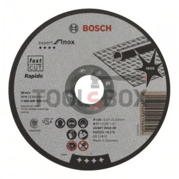 Диск за рязане Bosch Expert за Inox ф125 mm,1,0 mm, 1 бр. / 2608600549 Rapido, AS60TBF