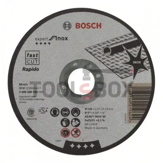 Bosch Expert cutting disc for Inox ф125 mm,1,0 mm, 1 pcs. / 2608600549 Rapido, AS60TBF