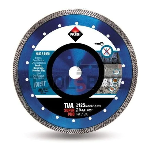 Diamond disc for dry cutting of porcelain RUBI TVA 125 ф 125х 22.23 mm, 31933