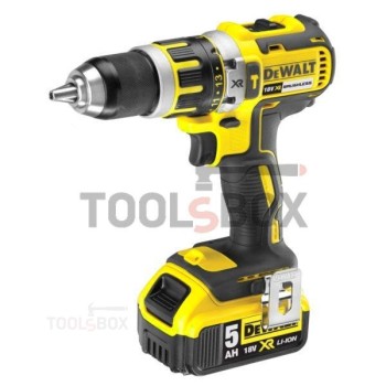 Ударен безчетков винтоверт-бормашина DeWALT DCD795P2 , 18V , 2 батерии 5АН, зарядно и куфар