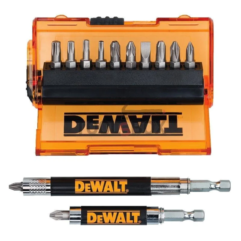 Screwdriver bits set DEWALT DT71502 with 2 magnetic extensions 14 pieces