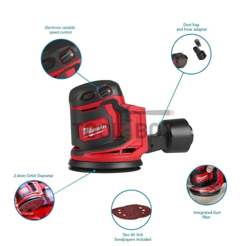 Cordless eccentric grinder Milwaukee M18BOS125-502B