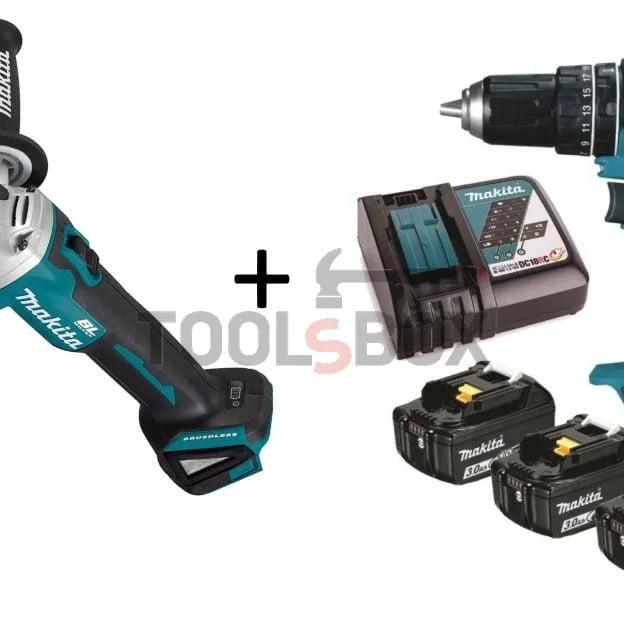 Cordless angle grinder and screwdriver Makita DGA506Z / DDF482RFE3
