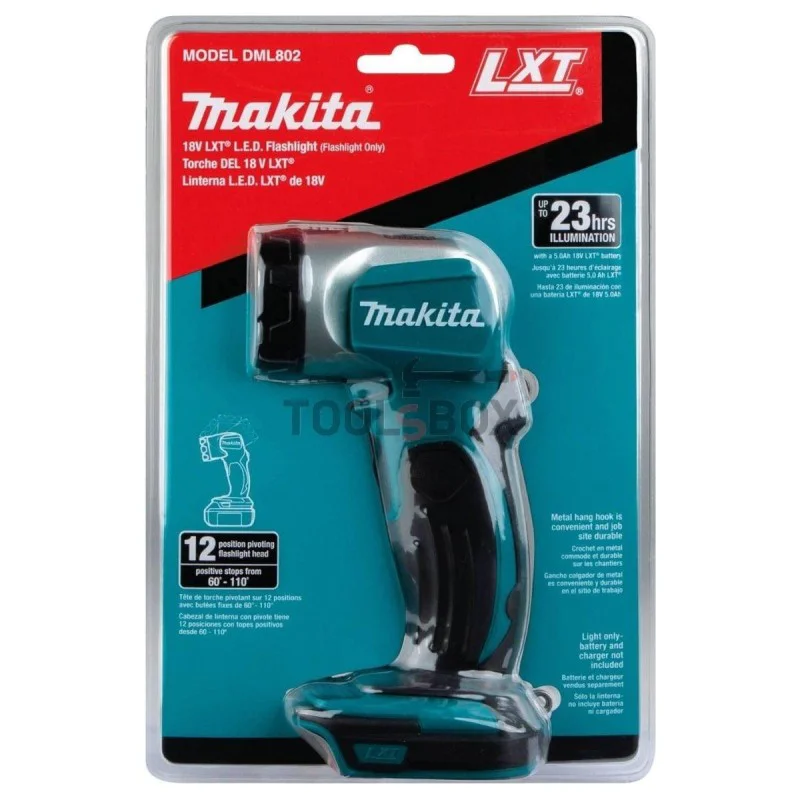 Cordless Makita DML802 18V LED flashlight