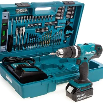 Комбинирана бормашина - винтоверт Makita DHP453FX12 18V и комплект от 101 броя аксесоари