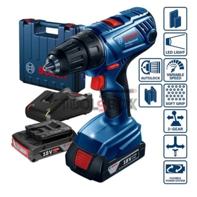 Cordless screwdriver BOSCH GSR 180-Li, 18 V, 54 Nm, 06019F8109
