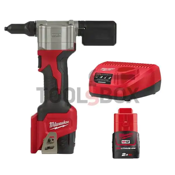 Milwaukee M12BPRT-201X 12V HD cordless riveter and 4 bits