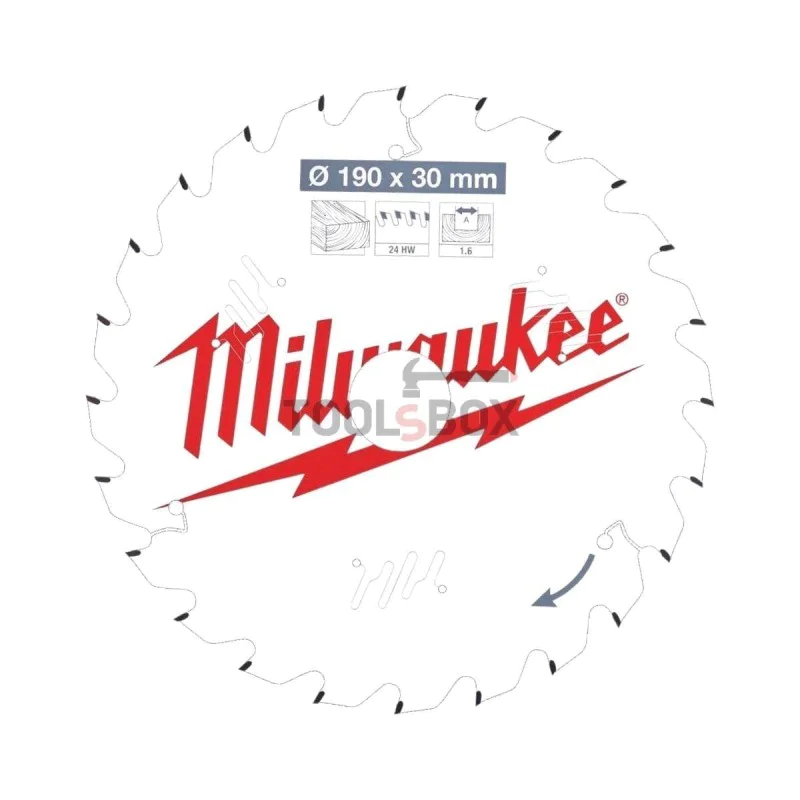 Milwaukee wood saw blade 4932479574, 190x30mm x 24/48 teeth, - 2 pieces