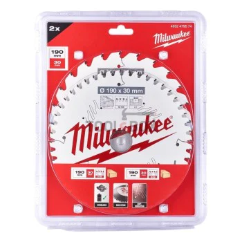 Циркулярен диск за дърво Milwaukee 4932479574, 190x30мм x 24/48 зъба, - 2 броя
