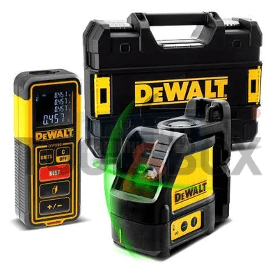 Лазерен нивелир DeWALT DW0889CG с 2 зелени лъча 20 м, 0.3 мм/м + Лазерна ролетка DW099E
