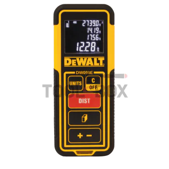 Лазерна ролетка DeWALT DW099E / 30 м противоударна с LCD дисплей , 1.5 мм/м,