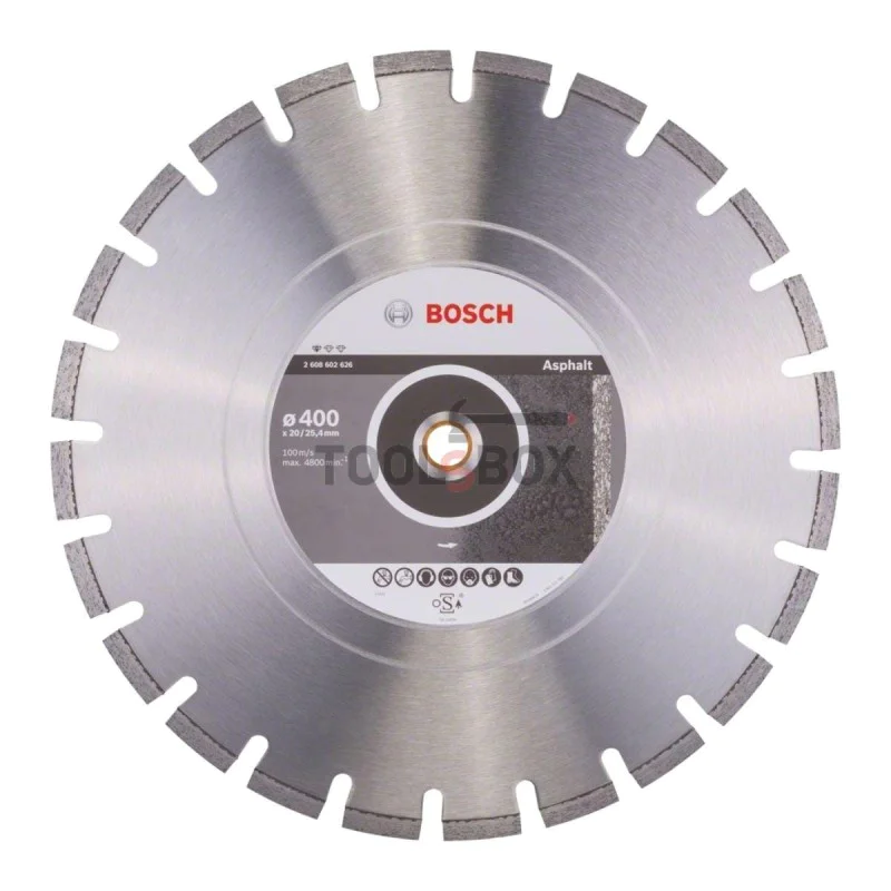 Diamond disc Bosch 2608602626 Standard for Asphalt 400x3.6x25.40mm