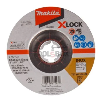 Диск за шлайфане на инокс Makita X-LOCK Е-00402, Ф125мм.
