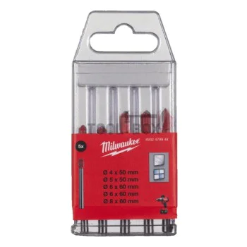 Карбидни свредла за стъкло и керамика Milwaukee 4932479948, 5 броя