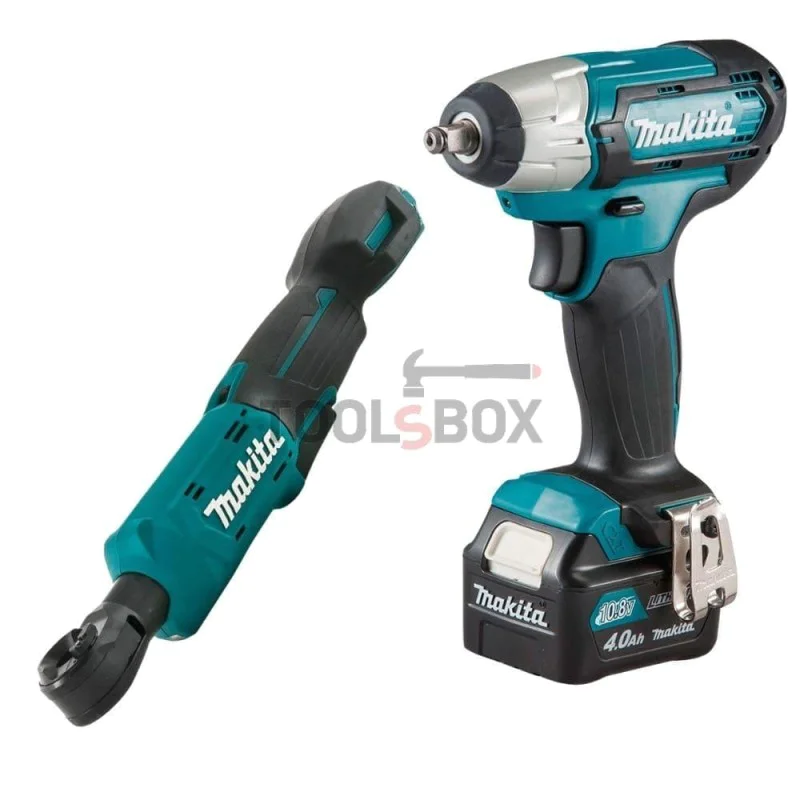 Cordless impact wrench Makita TW140DSME + Cordless ratchet Makita WR100DZ