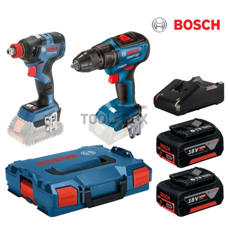 Cordless tool set BOSCH 06019J2220, screwdriver GSR 18V-50 and wrench GDX 18V-200